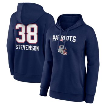 Rhamondre Stevenson New England Patriots Women's Team Wordmark Player Name & Number Pullover Hoodie - Navy