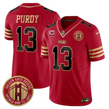 San Francisco 49ers #13 Brock Purdy Red F.U.S.E. Golden Gate Bridge With 1-Star C Patch Balck Scarlet Vapor Limited Football Stitched Jersey