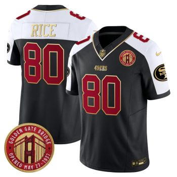 San Francisco 49ers #80 Jerry Rice Balck F.U.S.E. Golden Gate Bridge Patch Alternate Vapor Limited Football Stitched Jersey