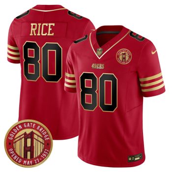 San Francisco 49ers #80 Jerry Rice Red F.U.S.E. Golden Gate Bridge Patch Balck Scarlet Vapor Limited Football Stitched Jersey