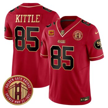 San Francisco 49ers #85 George Kittle Red F.U.S.E. Golden Gate Bridge With 4-Star C Patch Scarlet Vapor Limited Football Stitched Jersey