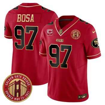 San Francisco 49ers #97 Nick Bosa Red F.U.S.E. Golden Gate Bridge With 1-Star C Patch Scarlet Vapor Limited Football Stitched Jersey