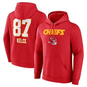 Travis Kelce Kansas City Chiefs Team Wordmark Player Name & Number Pullover Hoodie - Red