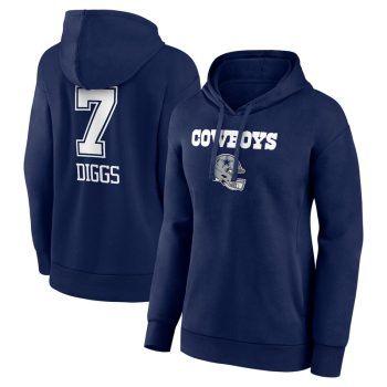 Trevon Diggs Dallas Cowboys Women's Wordmark Player Name & Number Pullover Hoodie - Navy