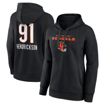 Trey Hendrickson Cincinnati Bengals Women's Team Wordmark Player Name & Number Pullover Hoodie - Black