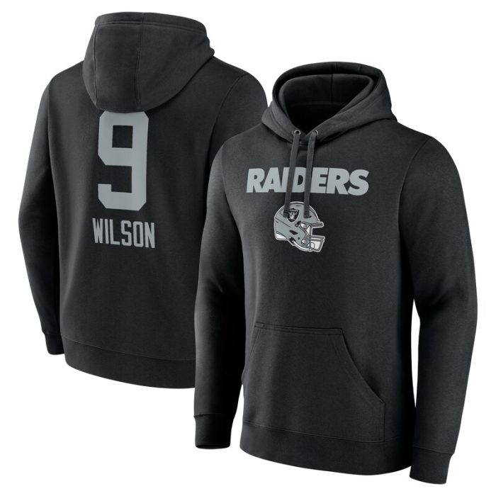 Tyree Wilson Las Vegas Raiders Team Wordmark Player Name & Number Pullover Hoodie - Black