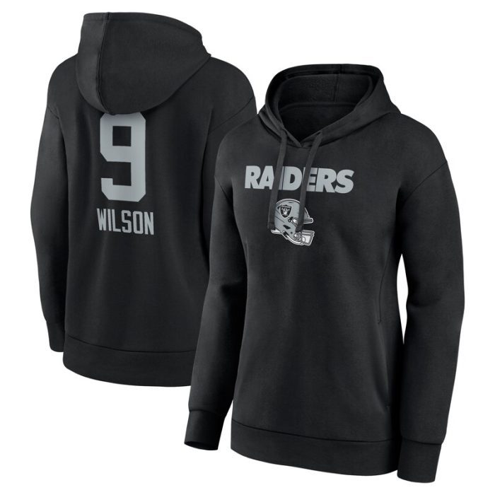 Tyree Wilson Las Vegas Raiders Women's Team Wordmark Player Name & Number Pullover Hoodie - Black