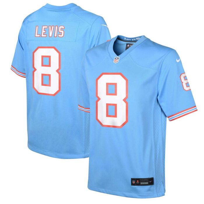 Will Levis Tennessee Titans Youth Oilers Throwback ALT2 Player Game Jersey - Light Blue