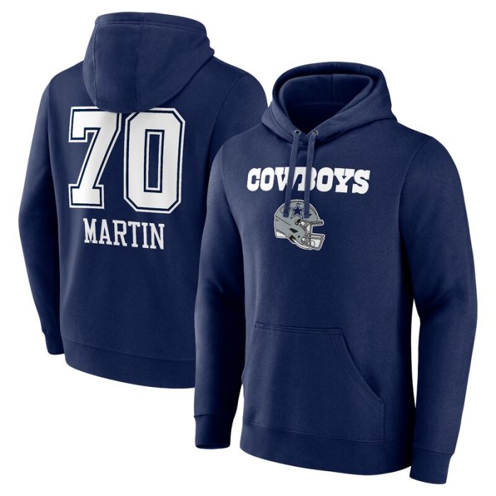 Zack Martin Dallas Cowboys Wordmark Player Name & Number Pullover Hoodie - Navy