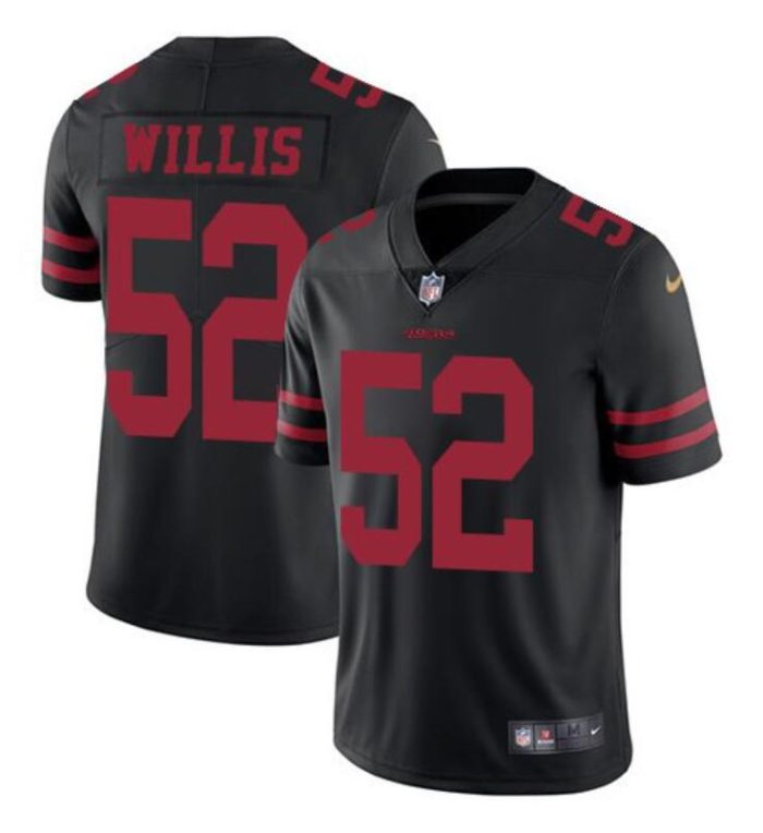 49ers #52 Patrick Willis Black Stitched NFL Limited Rush Jersey