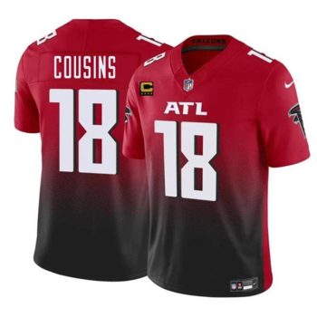 Atlanta Falcons #18 Kirk Cousins Red/Black 2024 F.U.S.E With 4-Star C Patch Vapor Untouchable Limited Football Stitched Jersey