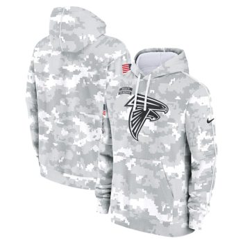 Atlanta Falcons Youth 2024 Salute To Service Pullover Hoodie - White/Gray