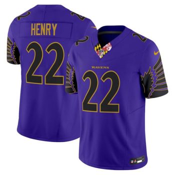 Baltimore Ravens #22 Derrick Henry Purple 2024 F.U.S.E. Vapor Limited Football Jersey