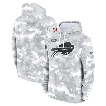 Buffalo Bills Youth 2024 Salute To Service Pullover Hoodie - White/Gray