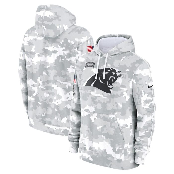 Carolina Panthers 2024 Salute to Service Club Fleece Pullover Hoodie - Arctic Camo