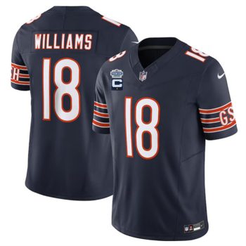 Chicago Bears #18 Caleb Williams Navy 2024 F.U.S.E. With Draft Patch And 1-star C Patch Vapor Football Stitched Jersey