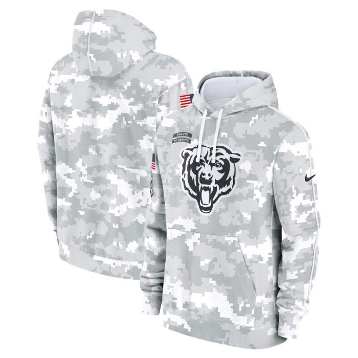 Chicago Bears 2024 Salute To Service Big & Tall Club Fleece Pullover Hoodie - Arctic Camo