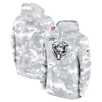 Chicago Bears 2024 Salute to Service Club Fleece Pullover Hoodie - Arctic Camo