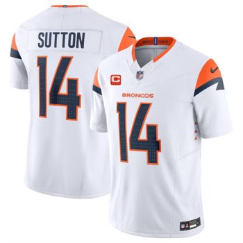 Denver Broncos #14 Courtland Sutton White 2024 F.U.S.E. With 4-Star C Patch Vapor Limited Football Stitched Jersey