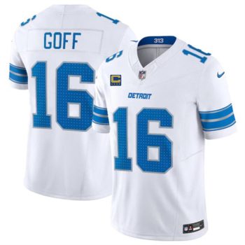 Detroit Lions #16 Jared Goff White 2024 F.U.S.E. With 4-Star C Patch Vapor Limited Football Stitched Jersey