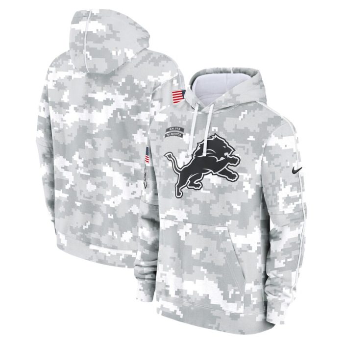 Detroit Lions 2024 Salute to Service Club Fleece Pullover Hoodie - Arctic Camo