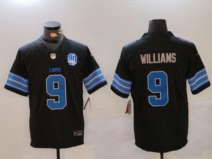 Detroit Lions #9 Jameson Williams Black 2024 F.U.S.E. 2nd Alternate With 90th Anniversary Patch Vapor Limited Football Stitched Jersey