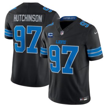 Detroit Lions #97 Aidan Hutchinson Black 2024 F.U.S.E. With 1-Star C Patch 2nd Alternate Vapor Limited Football Stitched Jersey