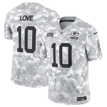 Green Bay Packers #10 Jordan Love Arctic Camo 2024 F.U.S.E. Salute to Service Limited Football Stitched Jersey