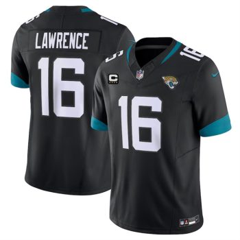 Jacksonville Jaguars #16 Trevor Lawrence Black With 4-Star C Patch Vapor Untouchable Limited Football Stitched Jersey