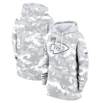 Kansas City Chiefs Women's 2024 Salute To Service Club Fleece Pullover Hoodie - Arctic Camo