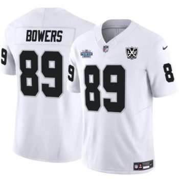 Las Vegas Raiders #89 Brock Bowers White 2024 F.U.S.E 65th Anniversary Patch Vapor Football Stitched Jersey