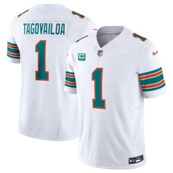 Miami Dolphins #1 Tua Tagovailoa White 2024 F.U.S.E Alternate With 3-Star C Patch Vapor Limited Football Stitched Jersey