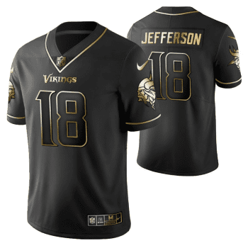 Minnesota Vikings #18 Justin Jefferson Black 2021 Golden Edition Limited Stitched Football Jersey