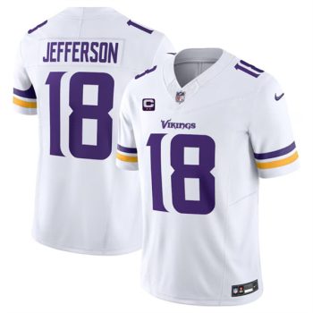 Minnesota Vikings #18 Justin Jefferson White 2024 F.U.S.E. With 2-Star C Patch Vapor Limited Stitched Jersey