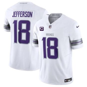 Minnesota Vikings #18 Justin Jefferson White 2024 F.U.S.E. With 2-Star C Patch Winter Warrior Limited Stitched Jersey