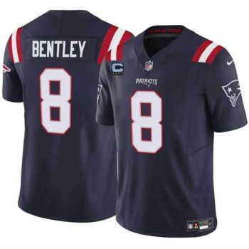 New England Patriots #8 Ja'Whaun Bentley Navy 2024 F.U.S.E. With 4-Star C Patch Vapor Limited Football Stitched Jersey