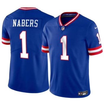 New York Giants #1 Malik Nabers Blue 2024 Draft Throwback Vapor Untouchable Limited Football Stitched Jersey