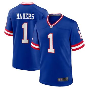 New York Giants #1 Malik Nabers Royal 2024 2nd Alternate Football Stitched Game Jersey