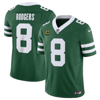 New York Jets #8 Aaron Rodgers Green 2024 F.U.S.E. With 4-Star C Patch Vapor Limited Football Stitched Jersey