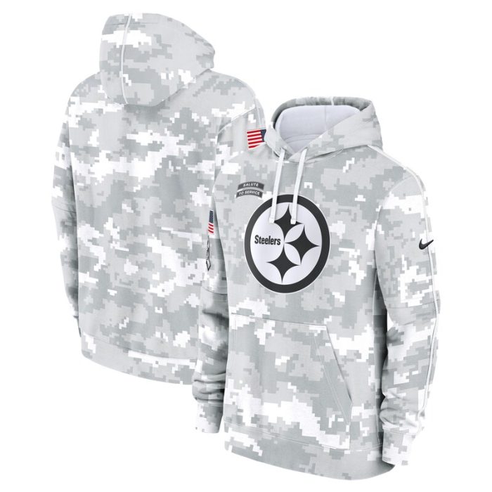 Pittsburgh Steelers 2024 Salute To Service Big & Tall Club Fleece Pullover Hoodie - Arctic Camo