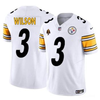 Pittsburgh Steelers #3 Russell Wilson White 2024 F.U.S.E. With Walter Payton Patch Vapor Limited Football Stitched Jersey