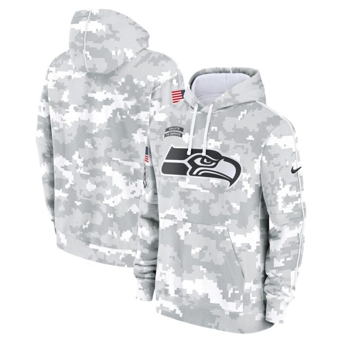 Seattle Seahawks 2024 Salute to Service Club Fleece Pullover Hoodie - Arctic Camo