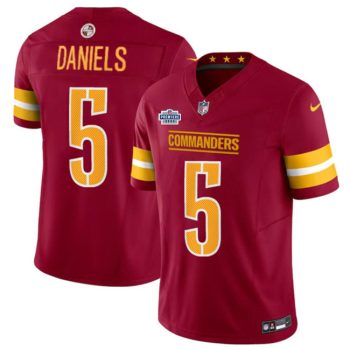 Washington Commanders #5 Jayden Daniels Burgundy 2024 With Draft Patch F.U.S.E Vapor Limited Football Stitched Jersey