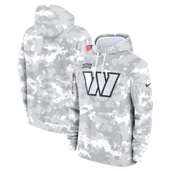 Washington Commanders Youth 2024 Salute To Service Pullover Hoodie - White/Gray