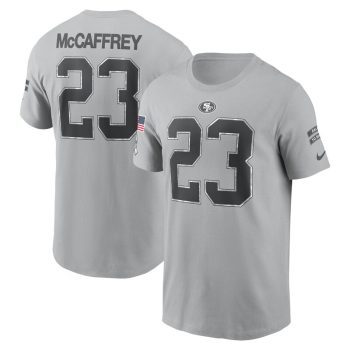 Christian McCaffrey San Francisco 49ers 2024 Salute To Service Name & Number T-Shirt - Gray