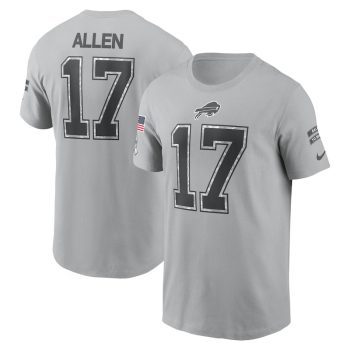 Josh Allen Buffalo Bills 2024 Salute To Service Name & Number T-Shirt - Gray