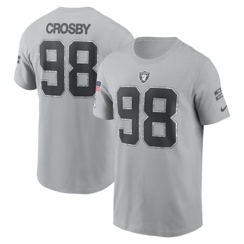 Maxx Crosby Las Vegas Raiders 2024 Salute To Service Name & Number T-Shirt - Gray