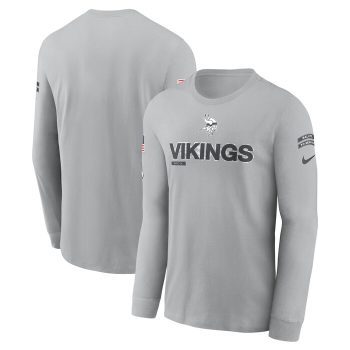 Minnesota Vikings 2024 Salute To Service Long Sleeve T-Shirt - Gray