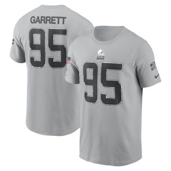 Myles Garrett Cleveland Browns 2024 Salute To Service Name & Number T-Shirt - Gray