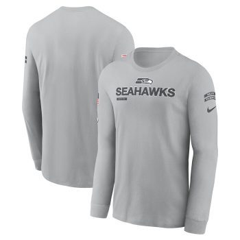 Seattle Seahawks 2024 Salute To Service Long Sleeve T-Shirt - Gray